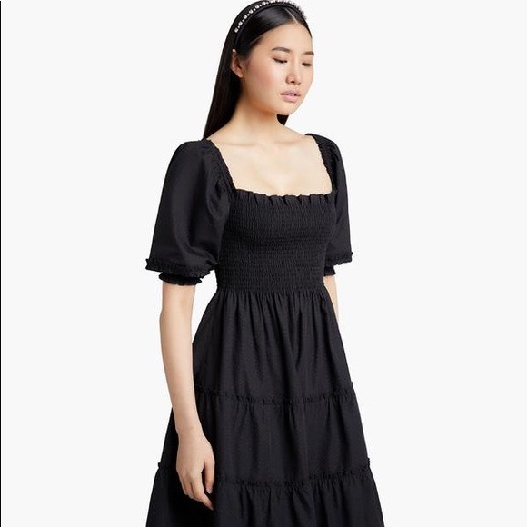 Hill House Nesli Nap Dress In Black Dot - Picture 3 of 5
